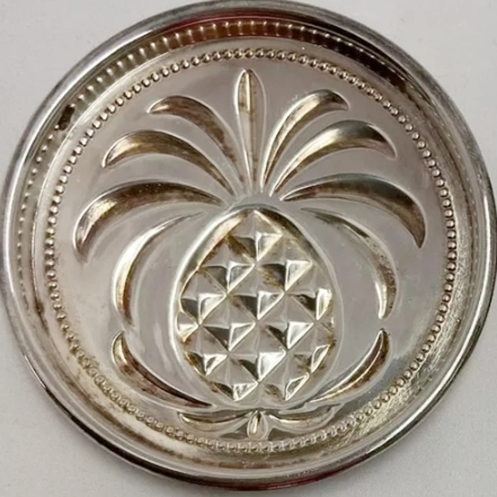 Sheffield Silver Company Silver Plated Pineapple Set of 4 Coasters Made In Italy - Picture 4 of 6